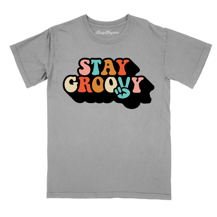 Stay Groovy Comfort Colors Graphic Tee - Grey
