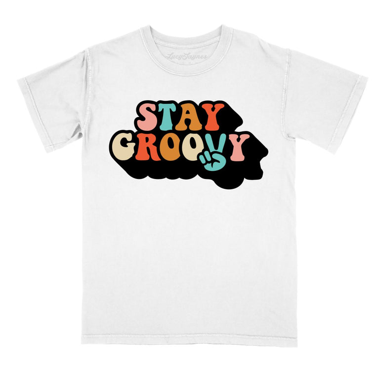 Stay Groovy Comfort Colors Graphic Tee - White