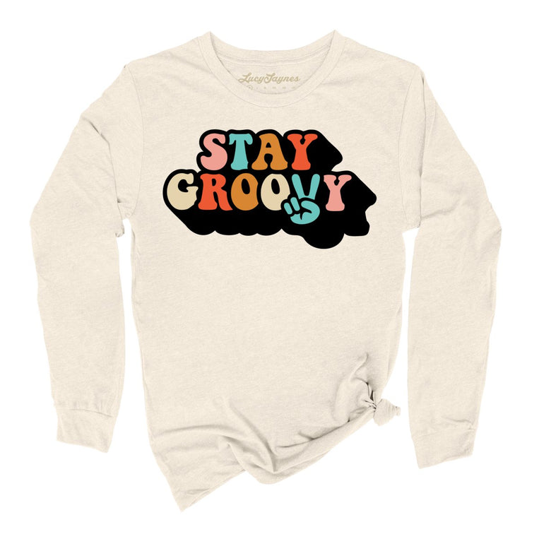 Stay Groovy Graphic Long Sleeve Tee - Natural