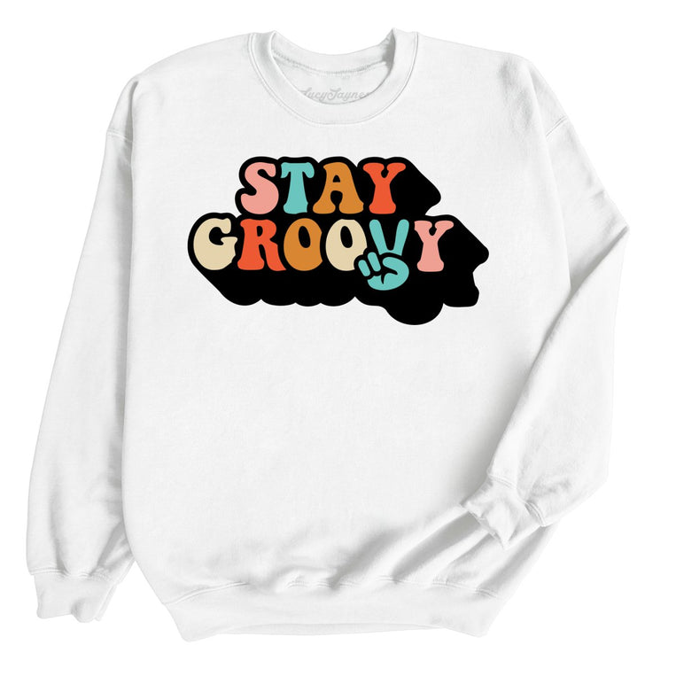 Stay Groovy Graphic Sweatshirt - White