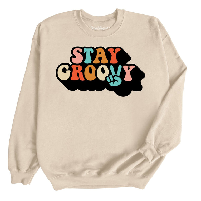 Stay Groovy Graphic Sweatshirt - Sand