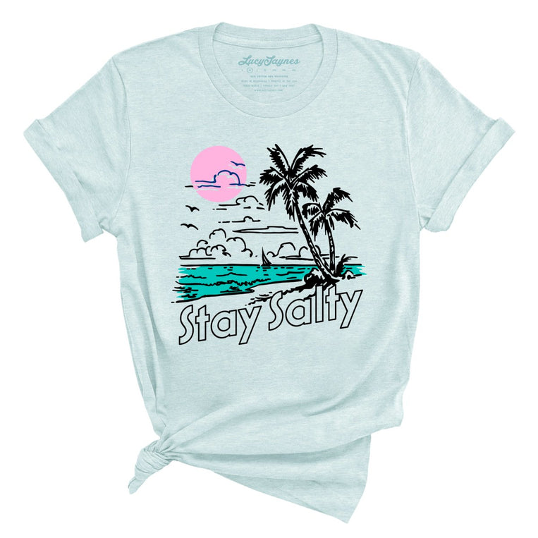Stay Salty Graphic Tee - Heather Ice Blue