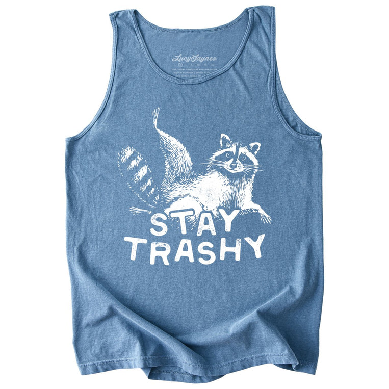 Stay Trashy Comfort Colors Graphic Tank Top - Blue Jean