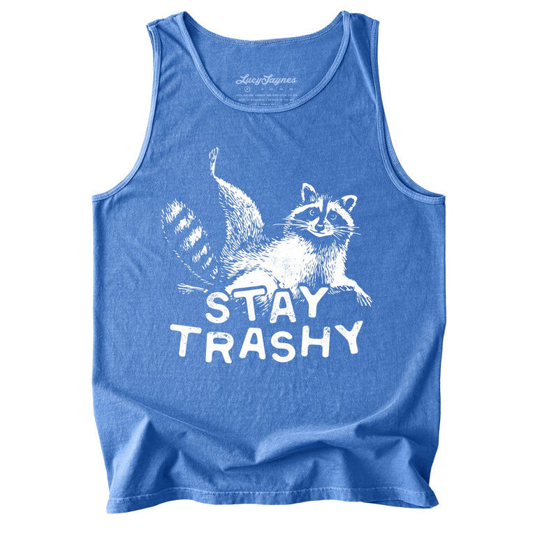 Stay Trashy Comfort Colors Graphic Tank Top - Flo Blue