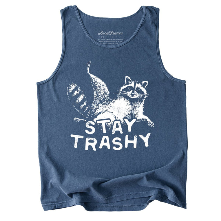Stay Trashy Comfort Colors Graphic Tank Top - Denim
