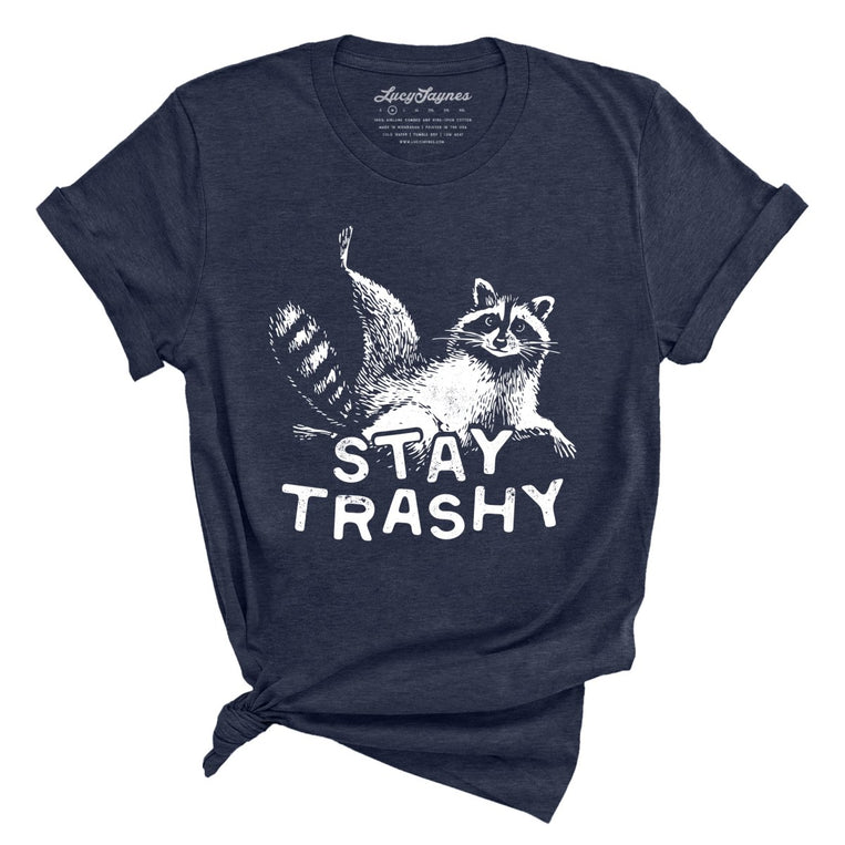 Stay Trashy Graphic Tee - Heather Midnight Navy