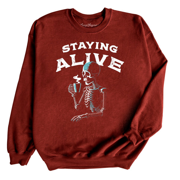 Staying Alive Graphic Sweatshirt - Garnet