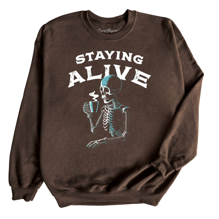 Staying Alive Graphic Sweatshirt - Dark Chocolate