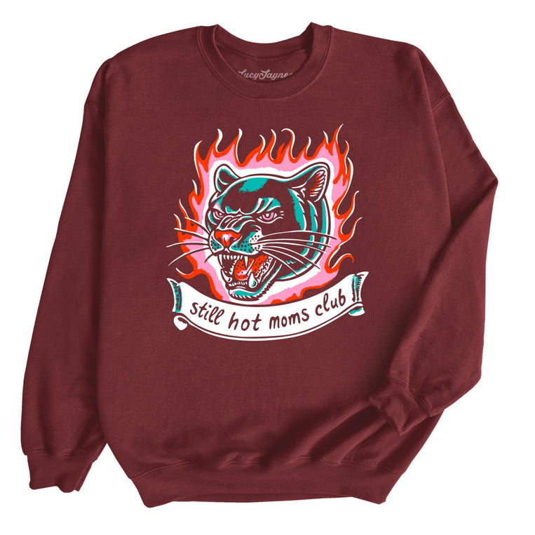 Still Hot Moms Club Graphic Sweatshirt - Maroon