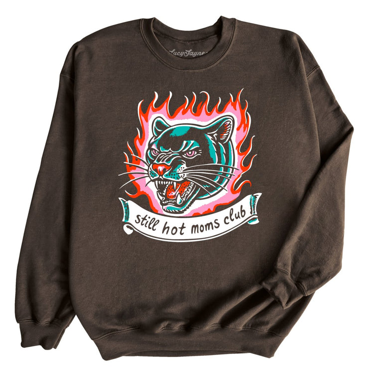 Still Hot Moms Club Graphic Sweatshirt - Dark Chocolate