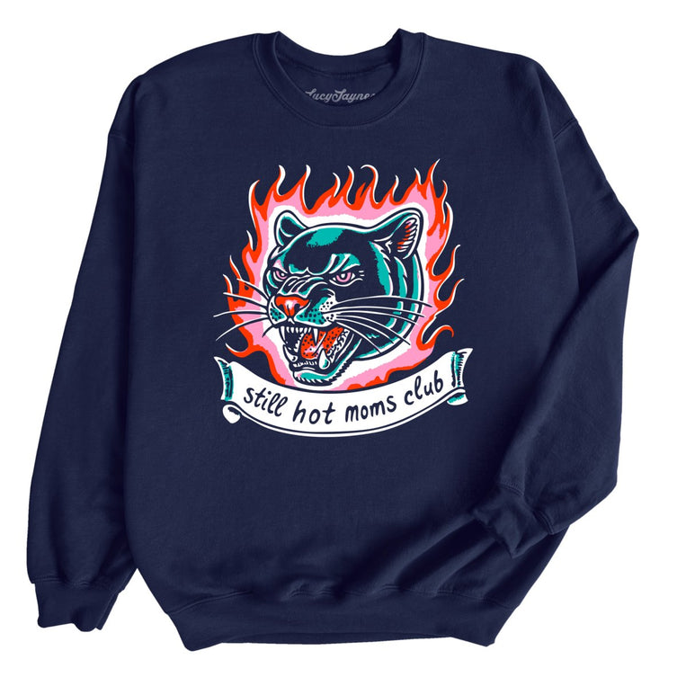 Still Hot Moms Club Graphic Sweatshirt - Navy