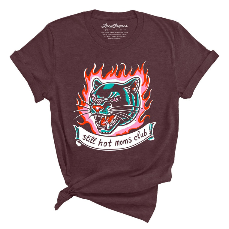 Still Hot Moms Club Graphic Tee - Heather Maroon