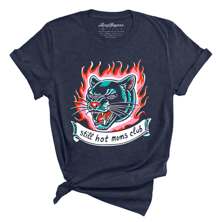 Still Hot Moms Club Graphic Tee - Heather Midnight Navy