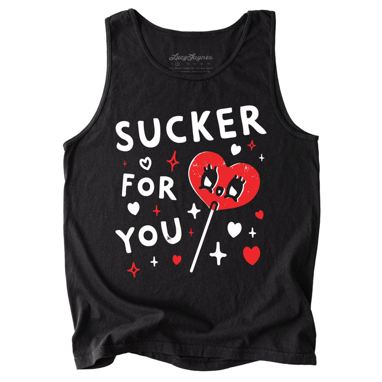 Sucker For You Comfort Colors Graphic Tank Top - Black