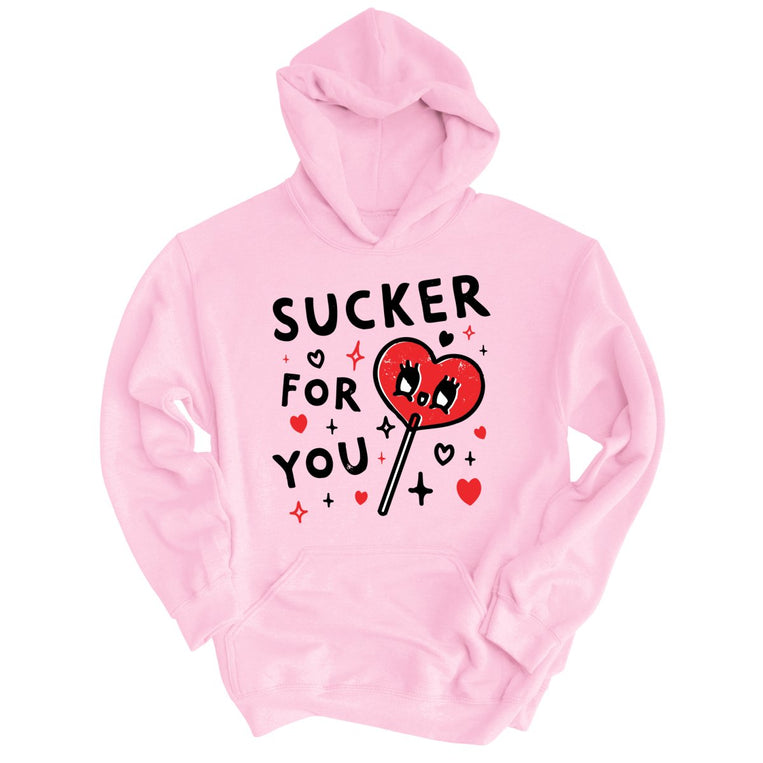 Sucker For You Graphic Hoodie - Light Pink