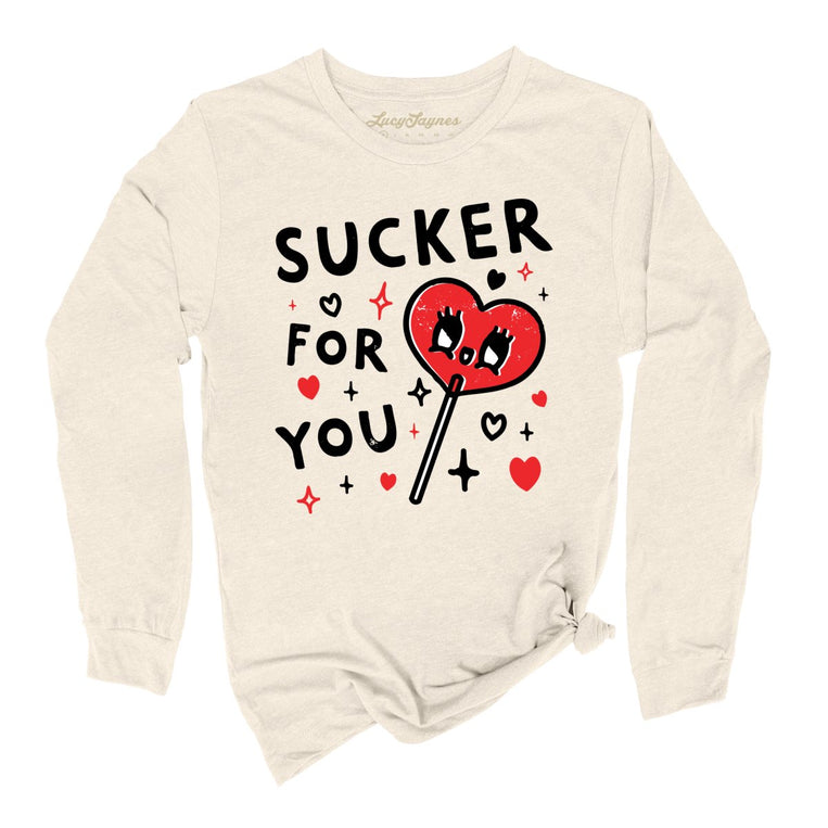 Sucker For You Graphic Long Sleeve Tee - Natural