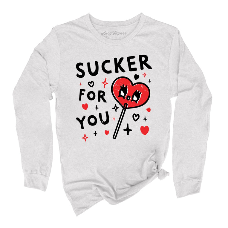 Sucker For You Graphic Long Sleeve Tee - Ash