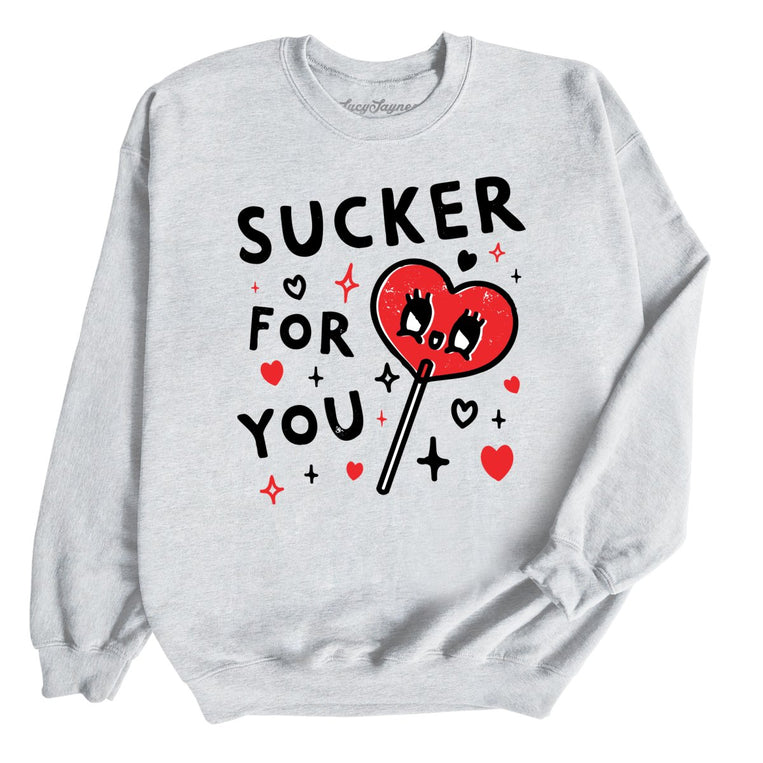 Sucker For You Graphic Sweatshirt - Ash