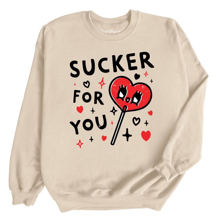 Sucker For You Graphic Sweatshirt - Sand