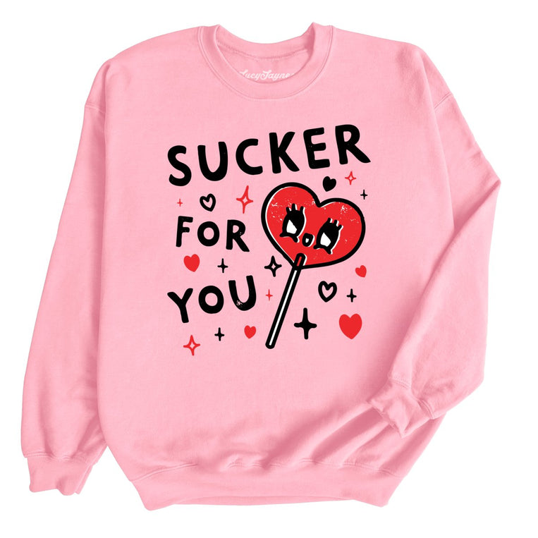 Sucker For You Graphic Sweatshirt - Light Pink