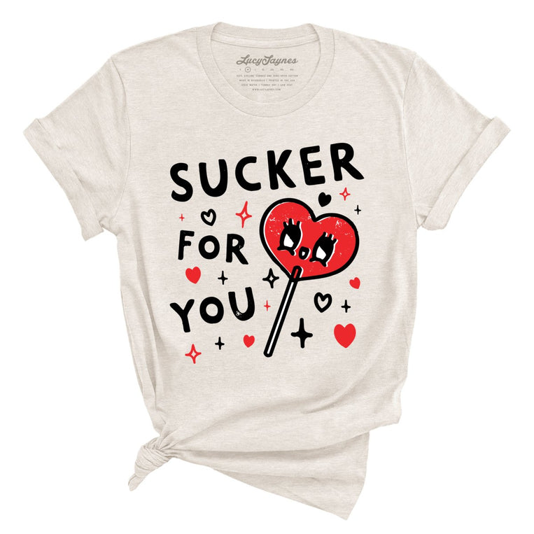 Sucker For You Graphic Tee - Heather Dust
