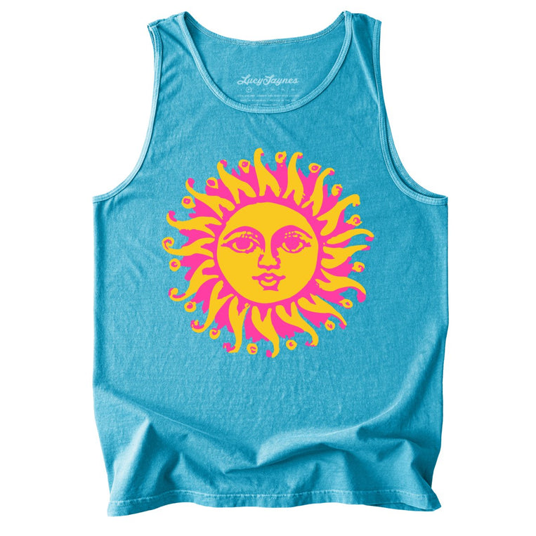 Sun Goddess Comfort Colors Graphic Tank Top - Sapphire