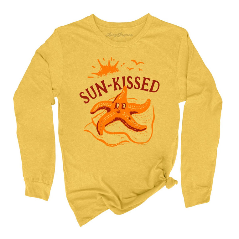 Sun-Kissed Graphic Long Sleeve Tee - Heather Yellow Gold