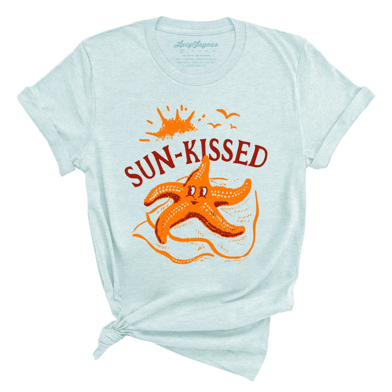 Sun-Kissed Graphic Tee - Heather Ice Blue
