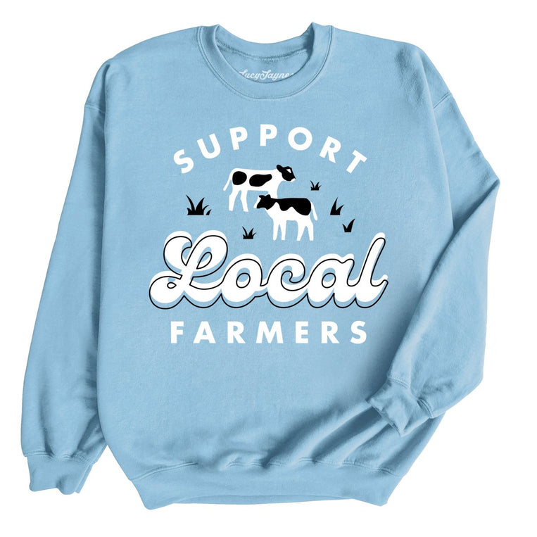 Support Local Farmers Graphic Sweatshirt - Light Blue