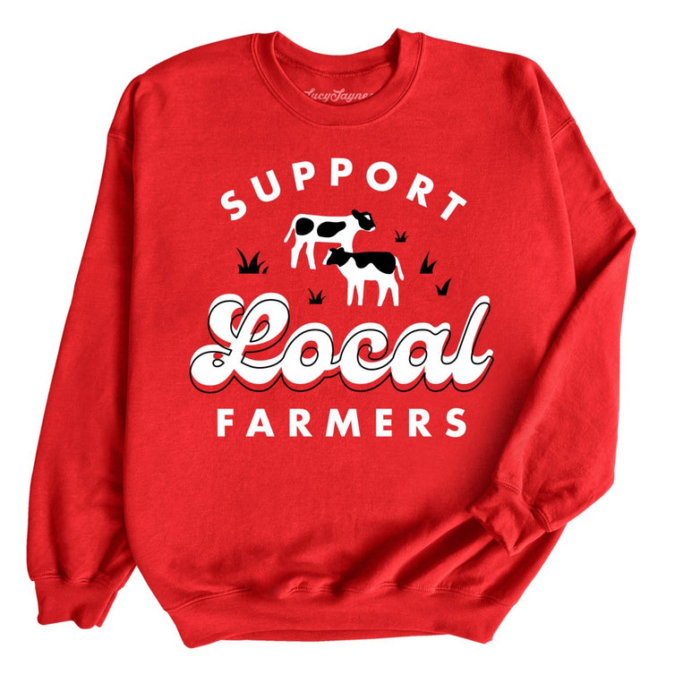 Support Local Farmers Graphic Sweatshirt - Red