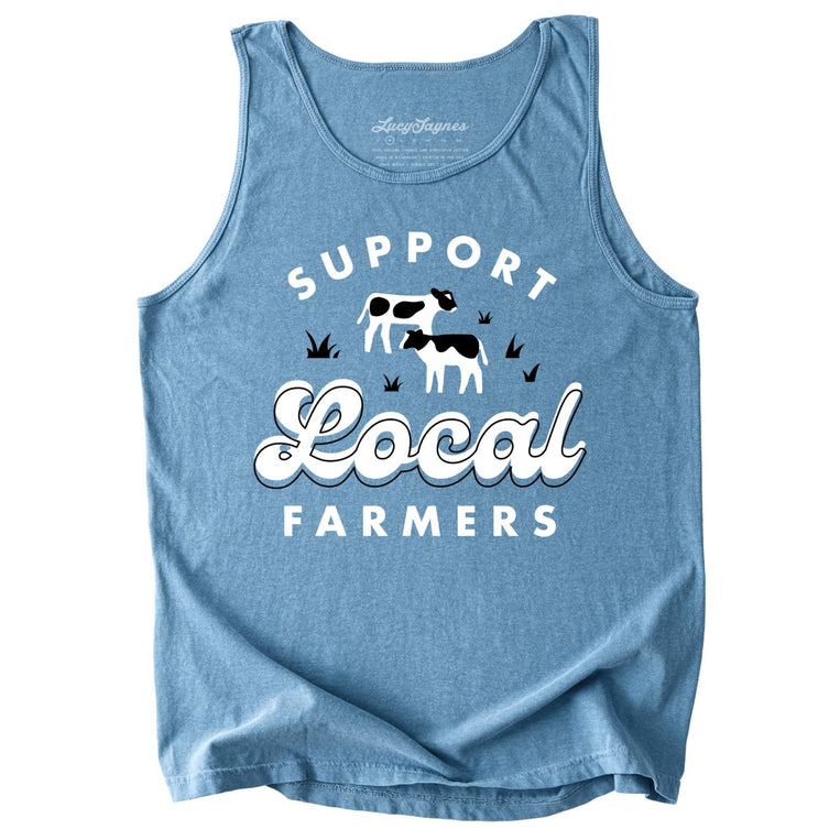 Support Local Farmers Comfort Colors Graphic Tank Top - Ice Blue
