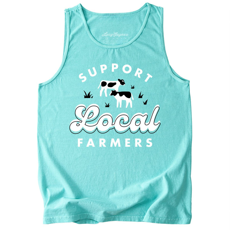 Support Local Farmers Comfort Colors Graphic Tank Top - Chalky Mint