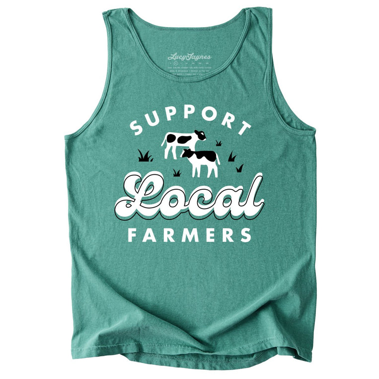 Support Local Farmers Comfort Colors Graphic Tank Top - Light Green