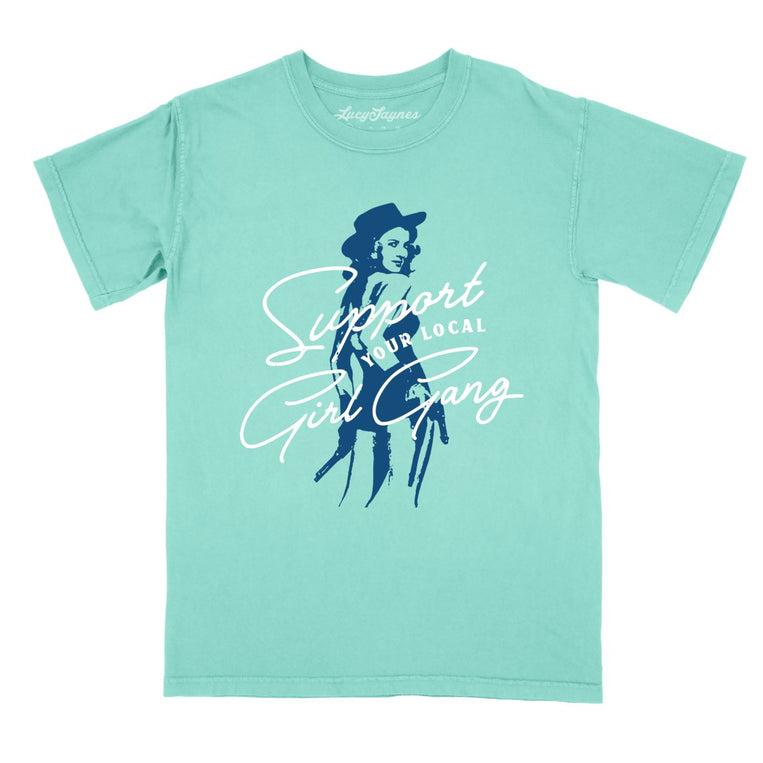 Support Your Local Girl Gang Comfort Colors Graphic Tee - Chalky Mint