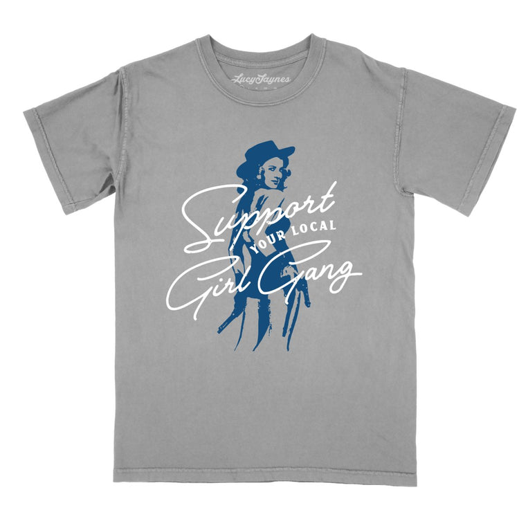 Support Your Local Girl Gang Comfort Colors Graphic Tee - Grey