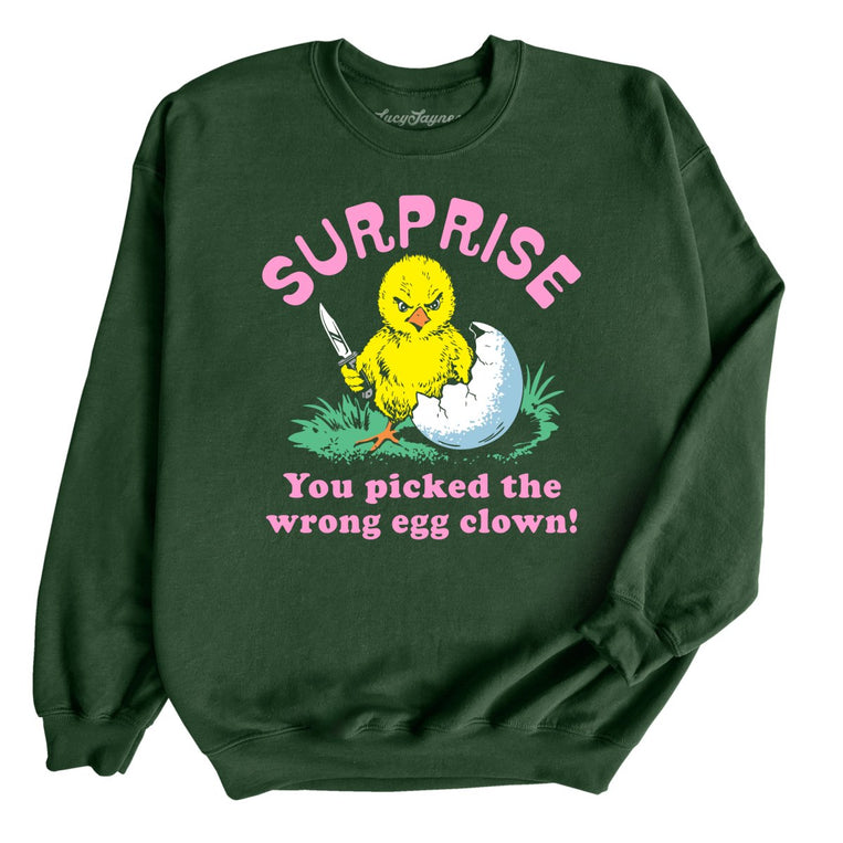 Surprise You Picked The Wrong Egg Graphic Sweatshirt - Forest Green