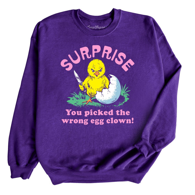Surprise You Picked The Wrong Egg Graphic Sweatshirt - Purple