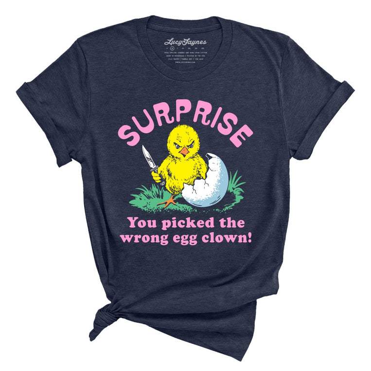 Surprise You Picked The Wrong Egg Graphic Tee - Heather Midnight Navy