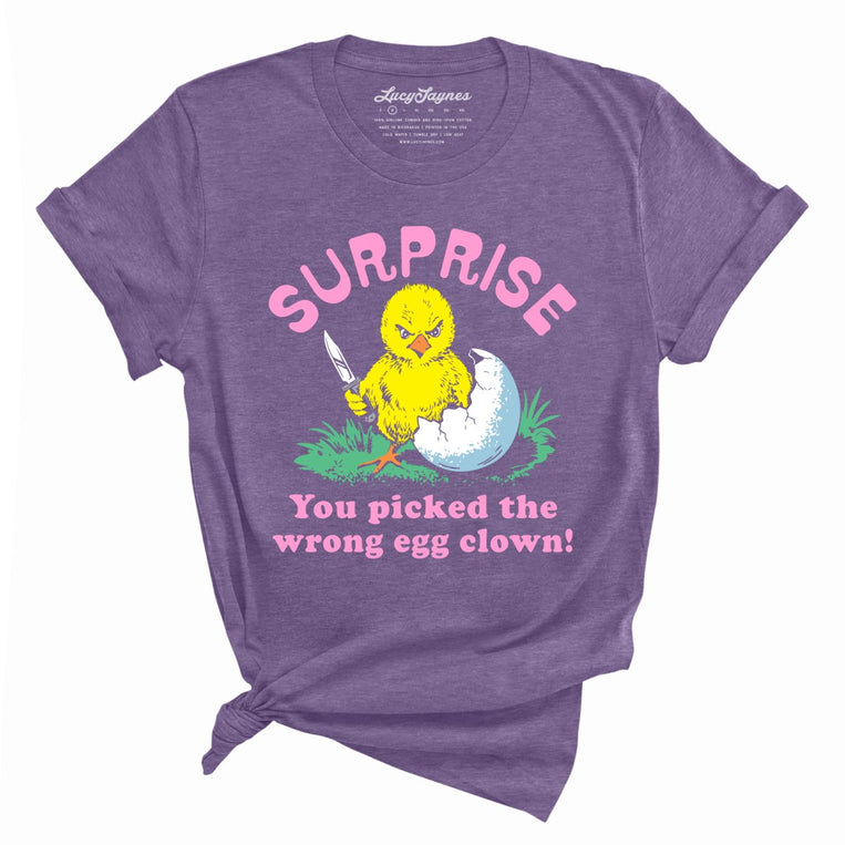 Surprise You Picked The Wrong Egg Graphic Tee - Heather Purple