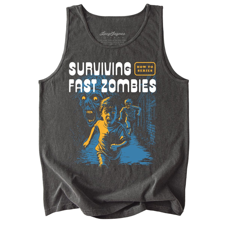Surviving Fast Zombies Comfort Colors Graphic Tank Top - Pepper