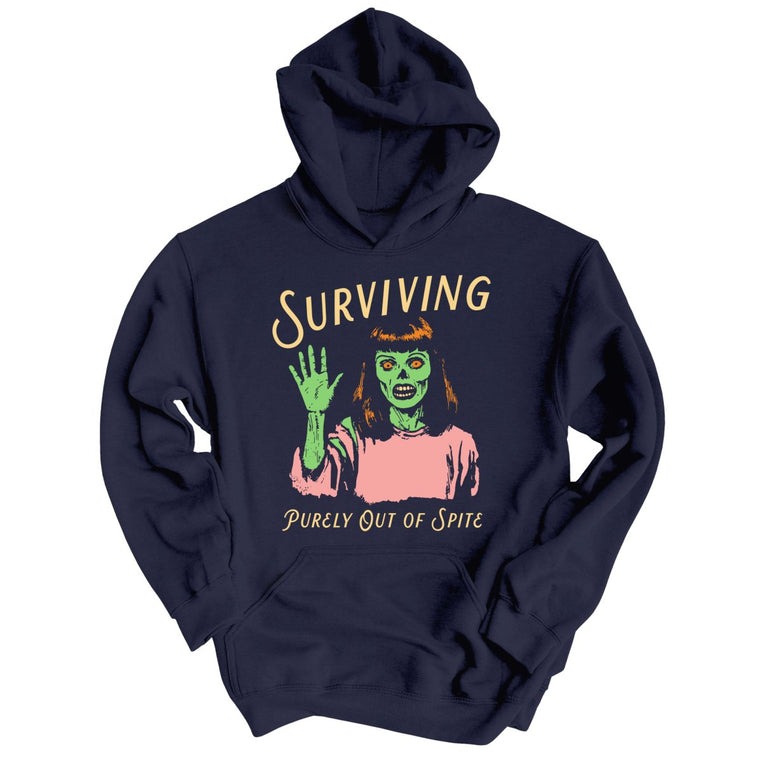 Surviving Purely Out Of Spite Graphic Hoodie - Classic Navy