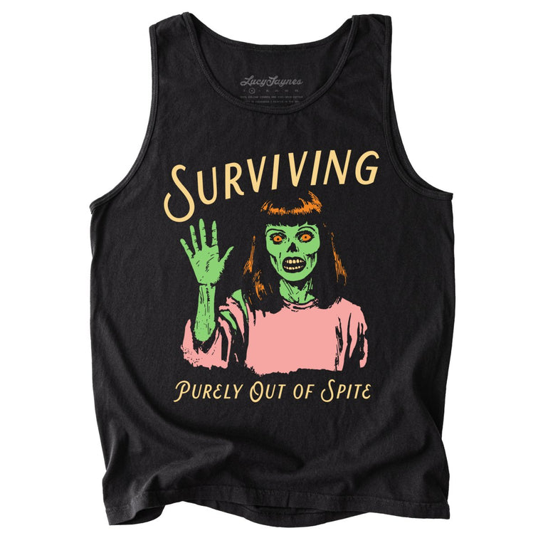 Surviving Purely Out Of Spite Comfort Colors Graphic Tank Top - Black