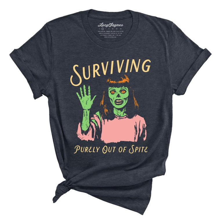 Surviving Purely Out Of Spite Graphic Tee - Heather Midnight Navy