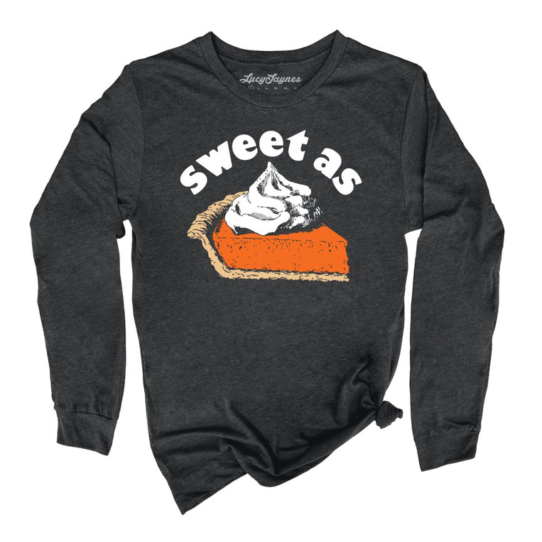 Sweet As Pumpkin Pie Graphic Long Sleeve Tee - Dark Grey Heather