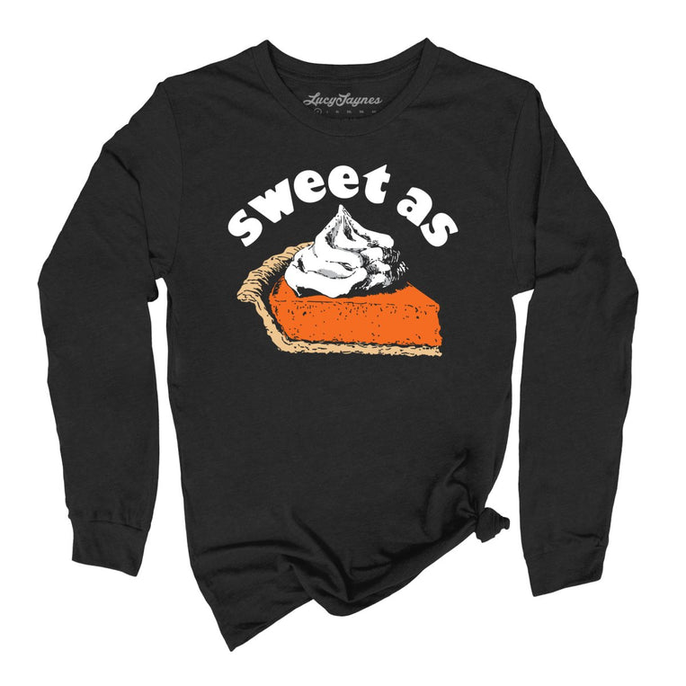 Sweet As Pumpkin Pie Graphic Long Sleeve Tee - Black