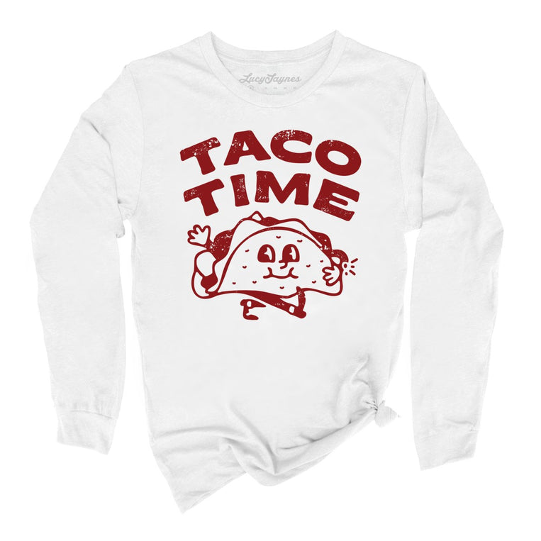 Taco Time Graphic Long Sleeve Tee - White