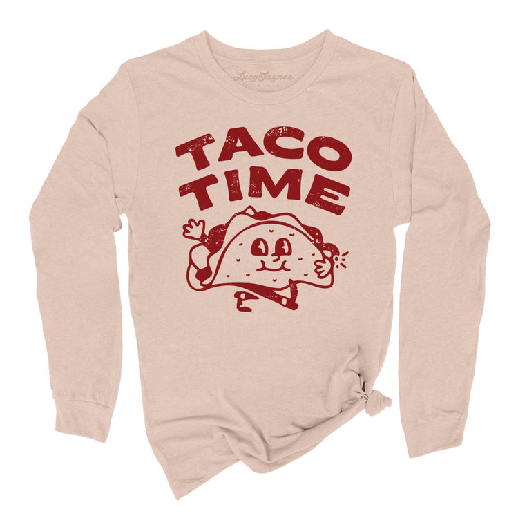 Taco Time Graphic Long Sleeve Tee - Sand Dune