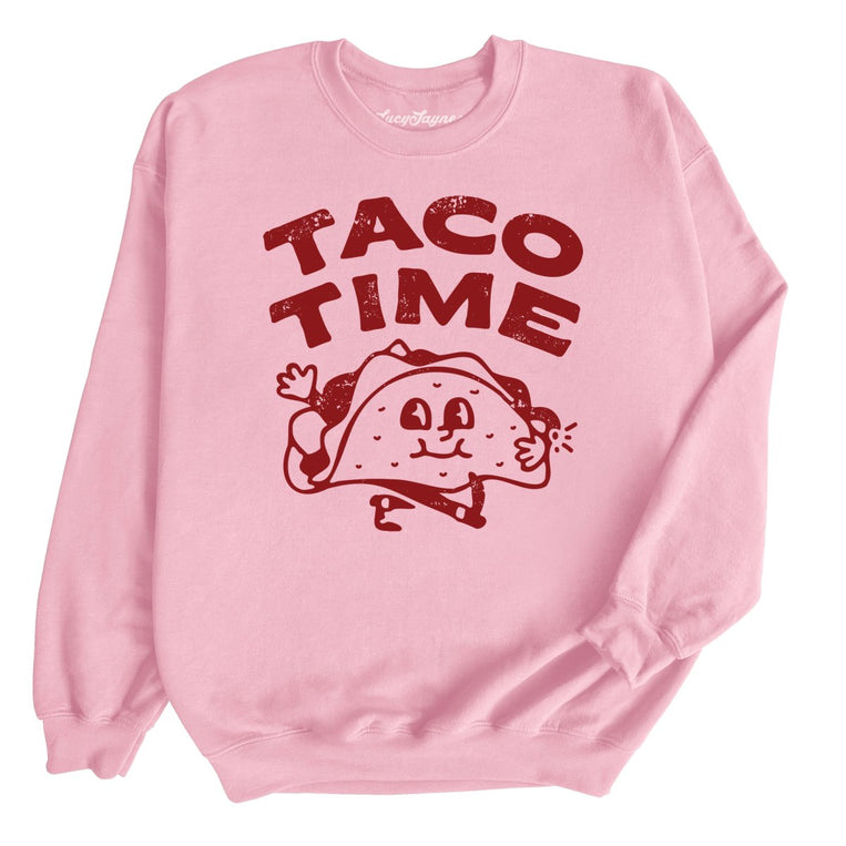 Taco Time Graphic Sweatshirt - Light Pink