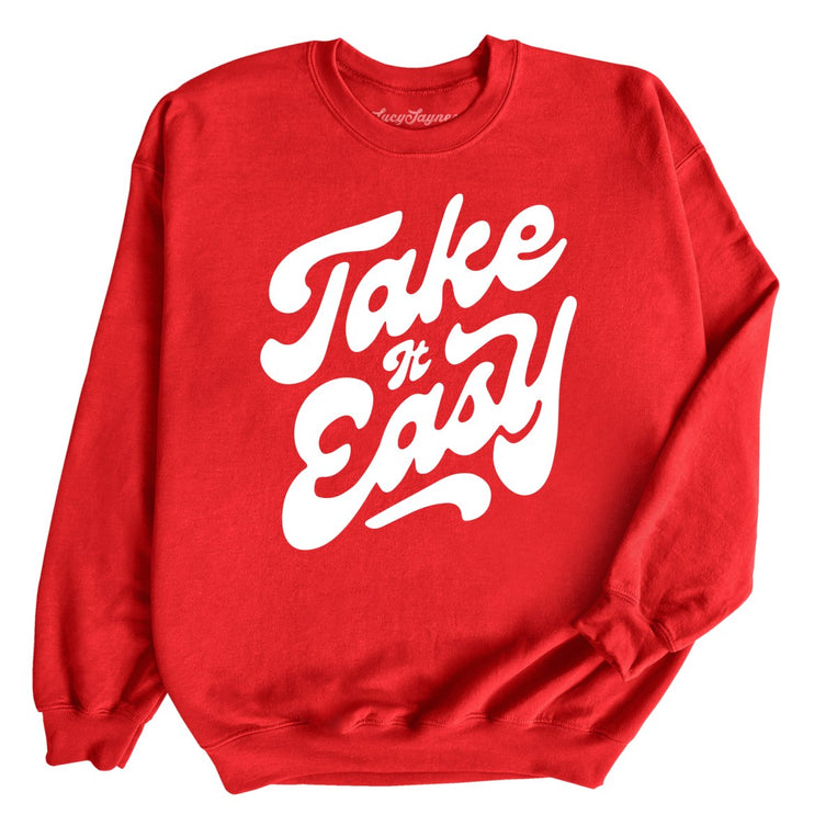 Take it Easy Graphic Sweatshirt - Red