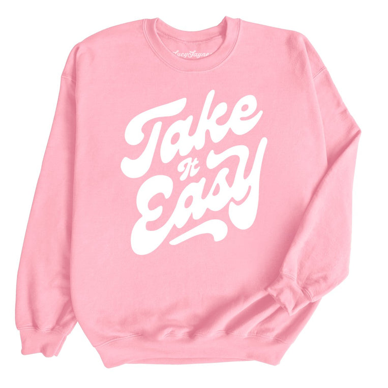 Take it Easy Graphic Sweatshirt - Light Pink